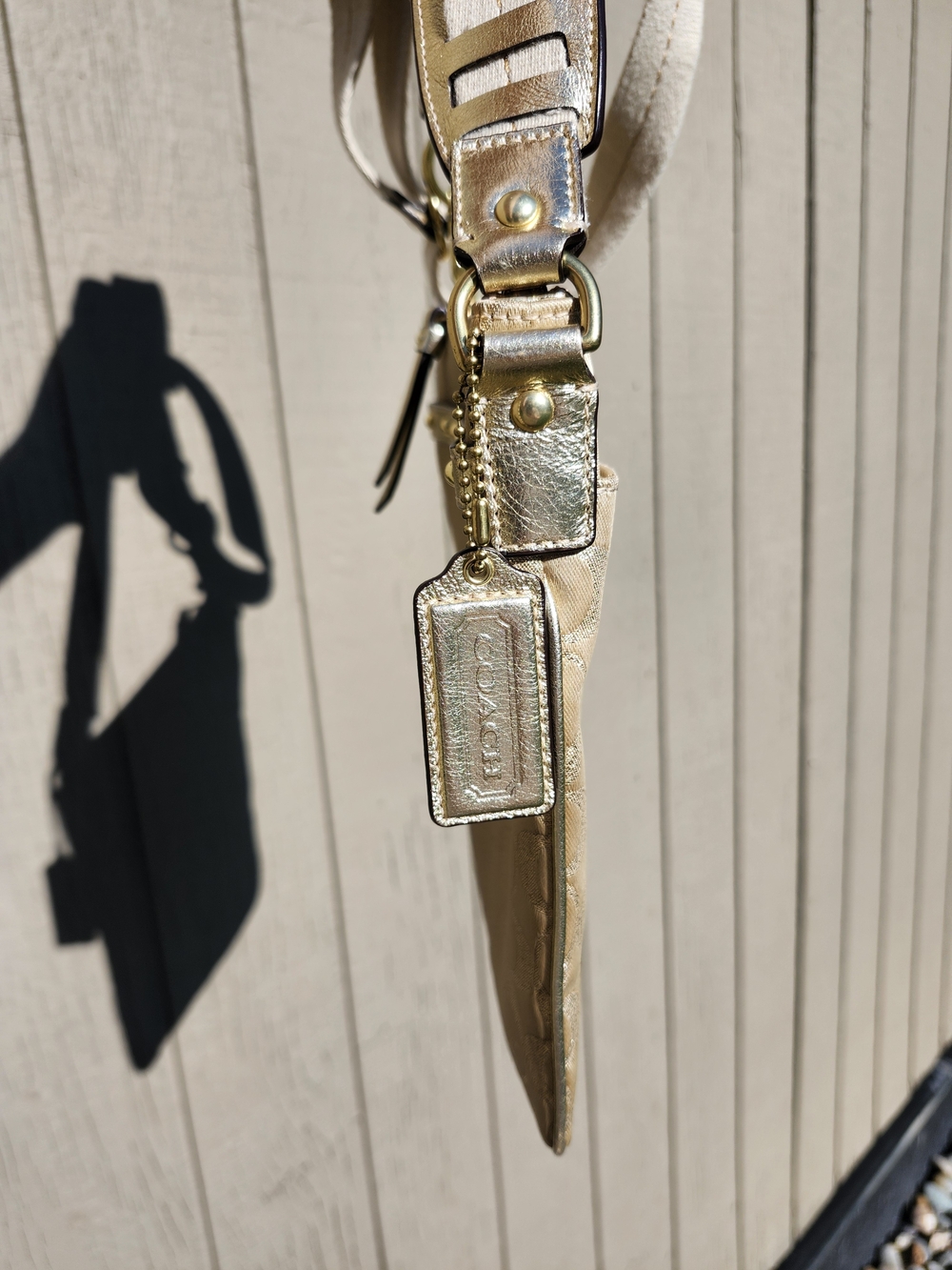 Coach Gold Metallic Signature Crossbody Bag - Picture 8 of 16